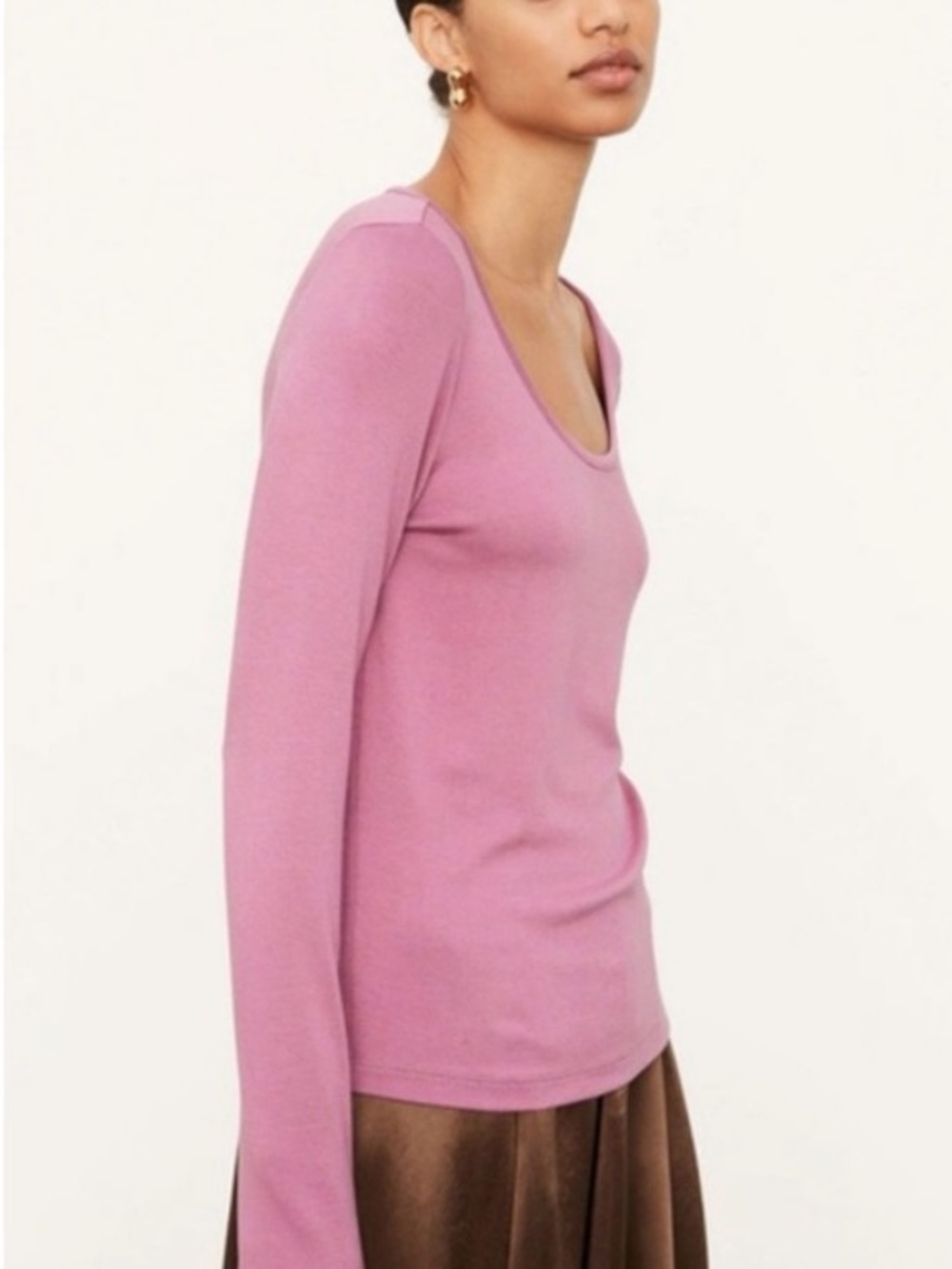 VINCE | Cozy Scoop Neck Top in Mauve | S